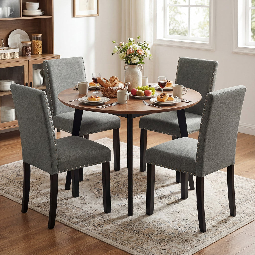 Wooden Dining Chairs Set of 4 with Bent Wood Legs