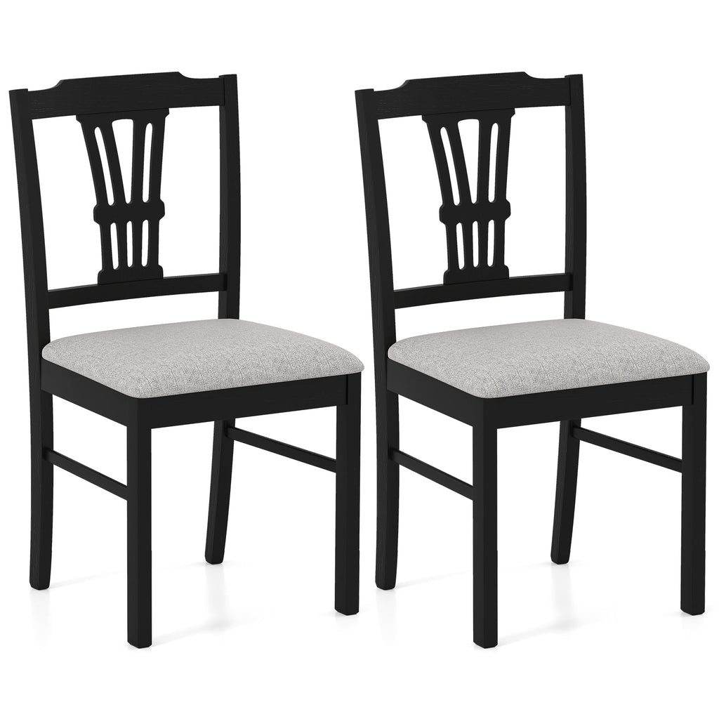 Wooden Dining Chairs Set of 2 Upholstered Kitchen Chairs with Solid Rubber Wood Frame