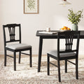 Wooden Dining Chairs Set of 2 Upholstered Kitchen Chairs with Solid Rubber Wood Frame