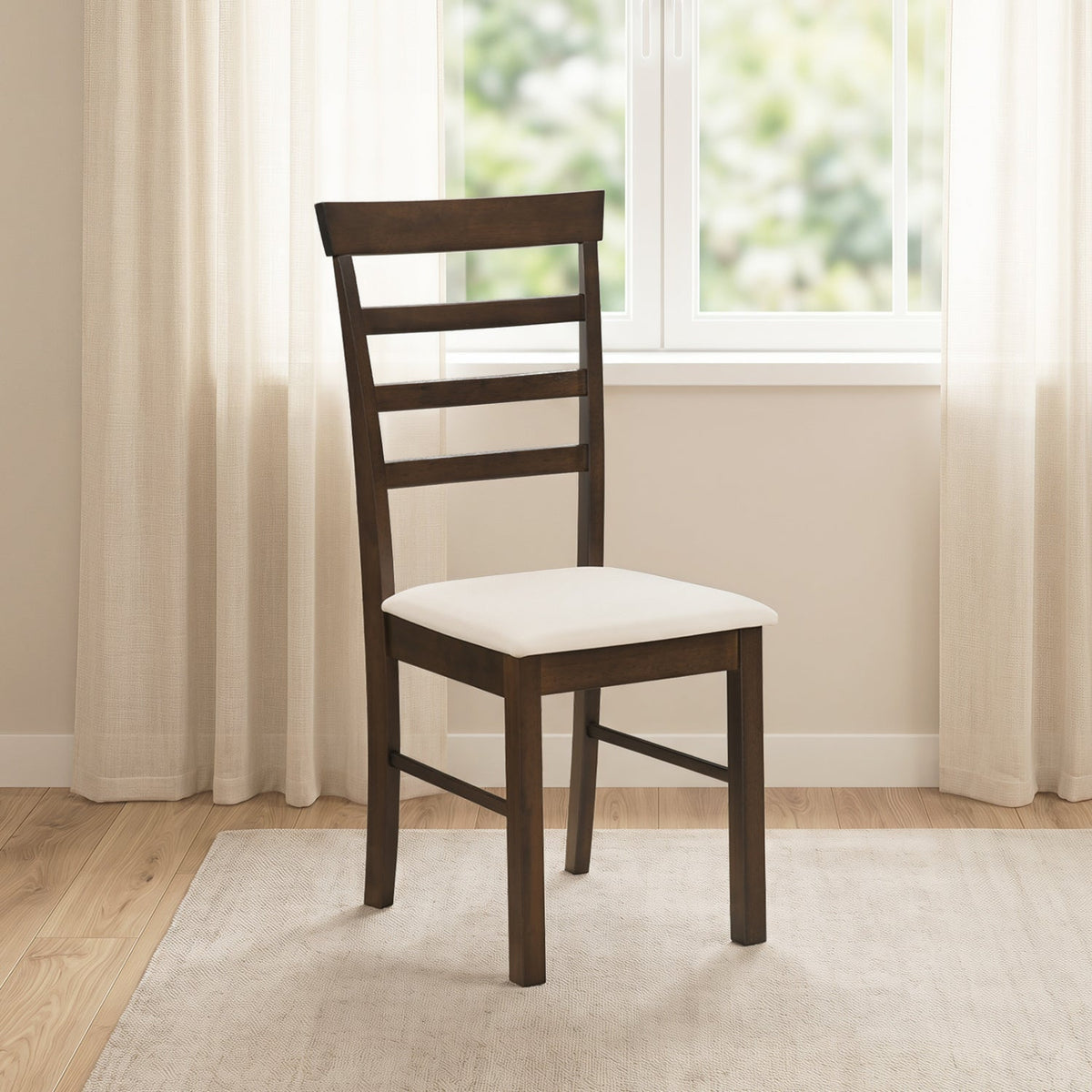 Dining Chairs Set of 4 with Fabric Cushion and Wood Frame