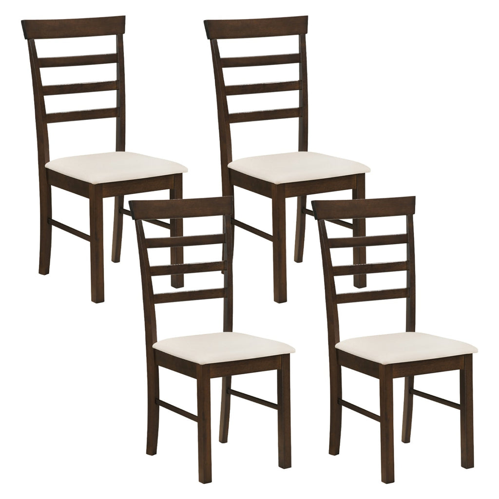 Dining Chairs Set of 4 with Fabric Cushion and Wood Frame