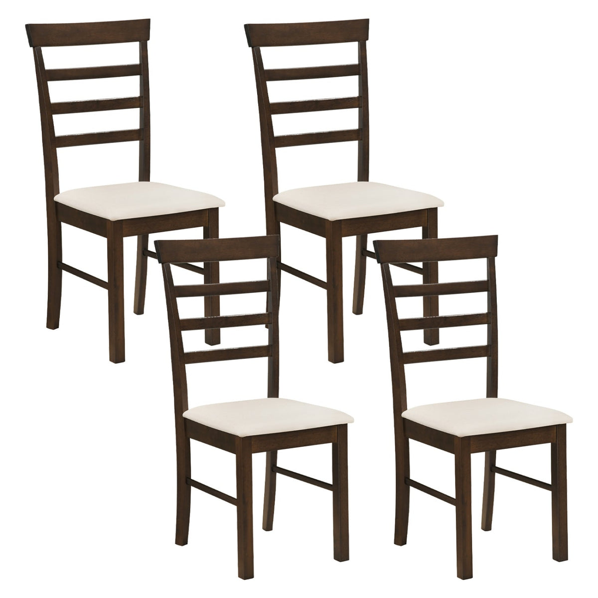 Dining Chairs Set of 4 with Fabric Cushion and Wood Frame