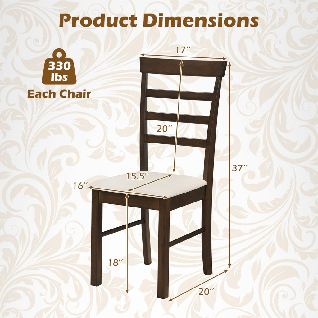 Dining Chairs Set of 4 with Fabric Cushion and Wood Frame