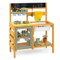 Wooden Mud Kitchen for Toddlers with Faucet & Water Tank