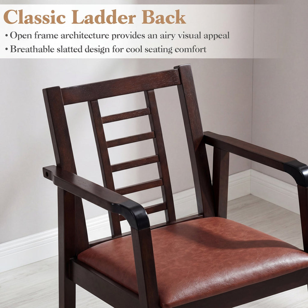 Wooden Rocking Chair with Upholstered Seat and Ladder Back