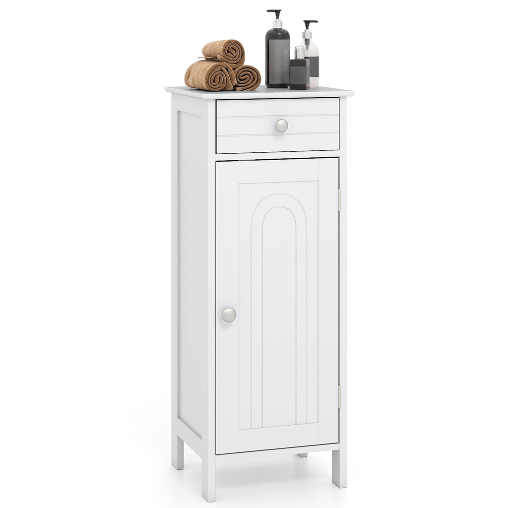 Wooden Storage Free-Standing Floor Cabinet with Drawer and Shelf