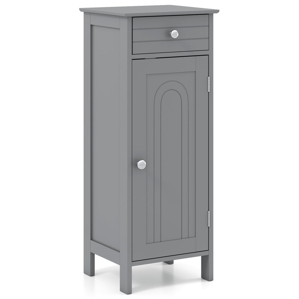 Wooden Storage Free-Standing Floor Cabinet with Drawer and Shelf