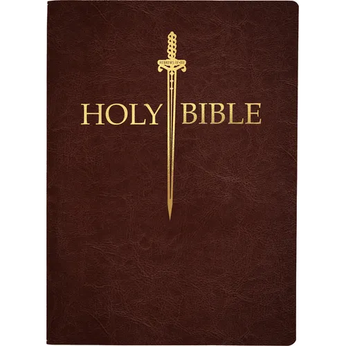KJV Sword Bible, Large Print, Dark Mahogany Genuine Leather, Thumb Index: (Red Letter, Premium Cowhide, Brown, 1611 Version) - Leather