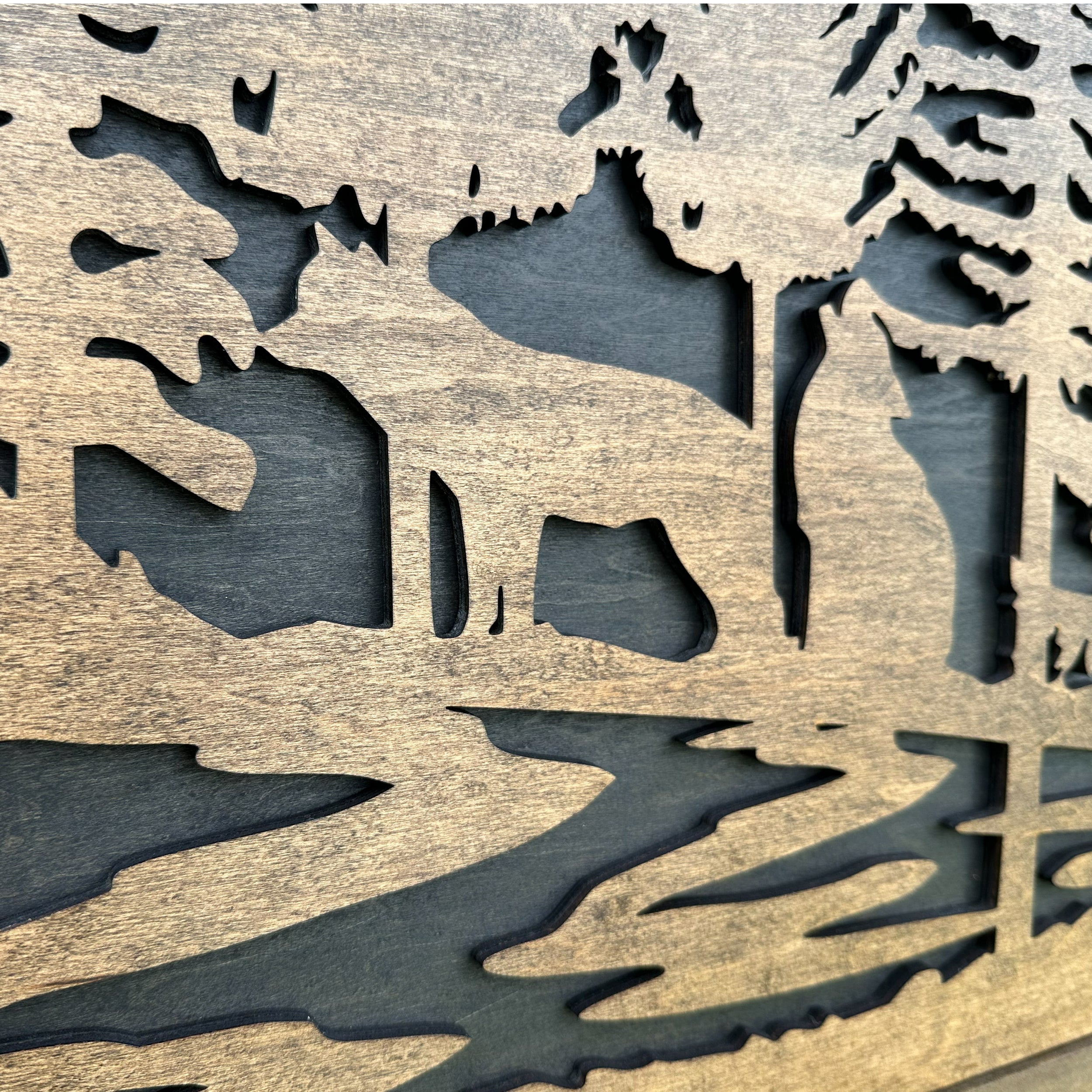 Wolf Wall Art Gun Concealment Furniture - Handcrafted Wooden Gun Cabinets - Gun Shelf Hidden Storage for Rifles, Shotguns, & Handguns - Quick Access Hidden Wall Safe (Extra Large)