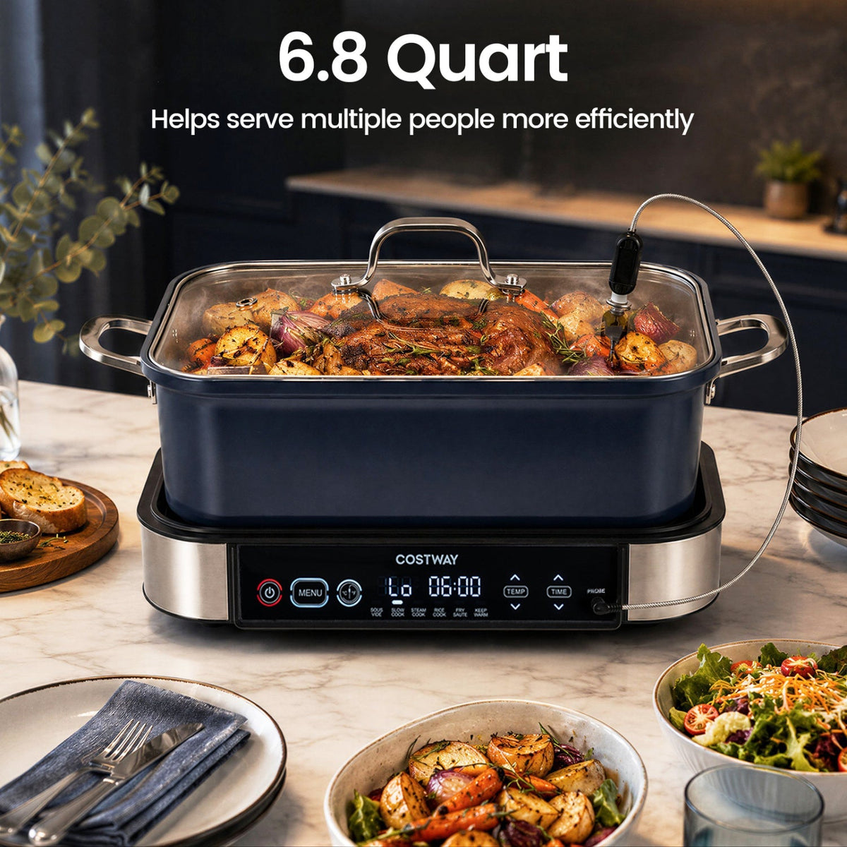 6-in-1 Programmable Slow Cooker with Timer and Keep Warm
