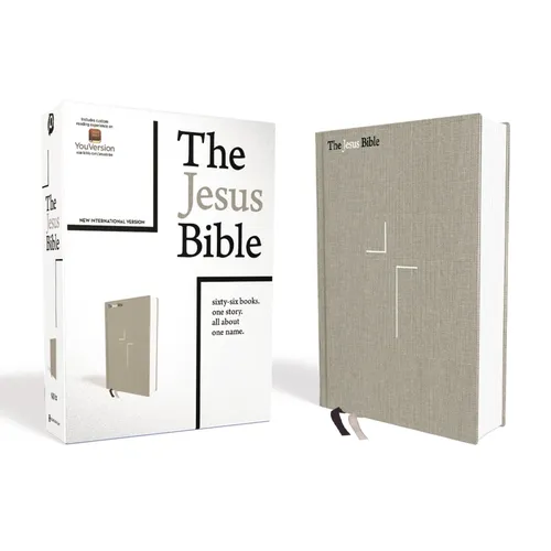 The Jesus Bible, NIV Edition, Cloth Over Board, Gray Linen, Comfort Print - Hardcover