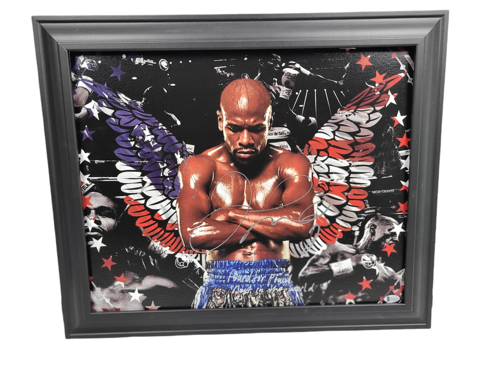 Floyd Money Mayweather Jr. Autographed w Pound4Pound Best Quote Art Framed Canvas BAS