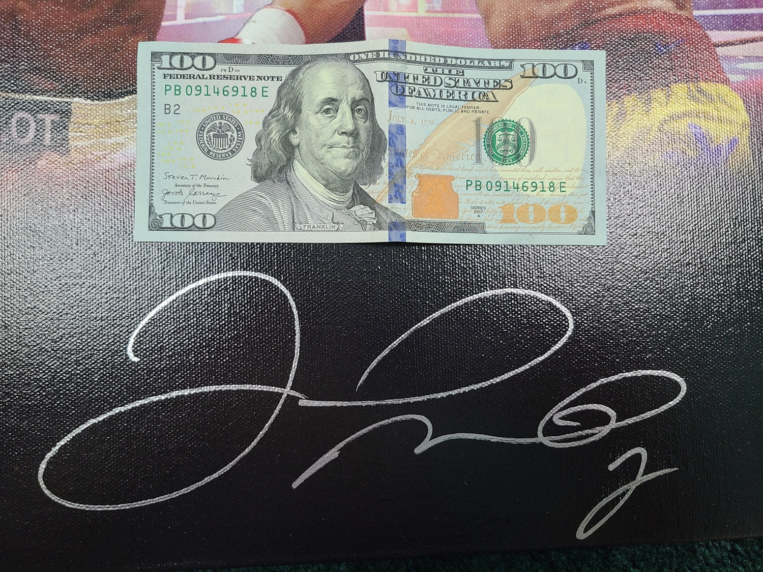 Floyd Money Mayweather Jr. Signed Custom Art Print Framed Canvas BAS