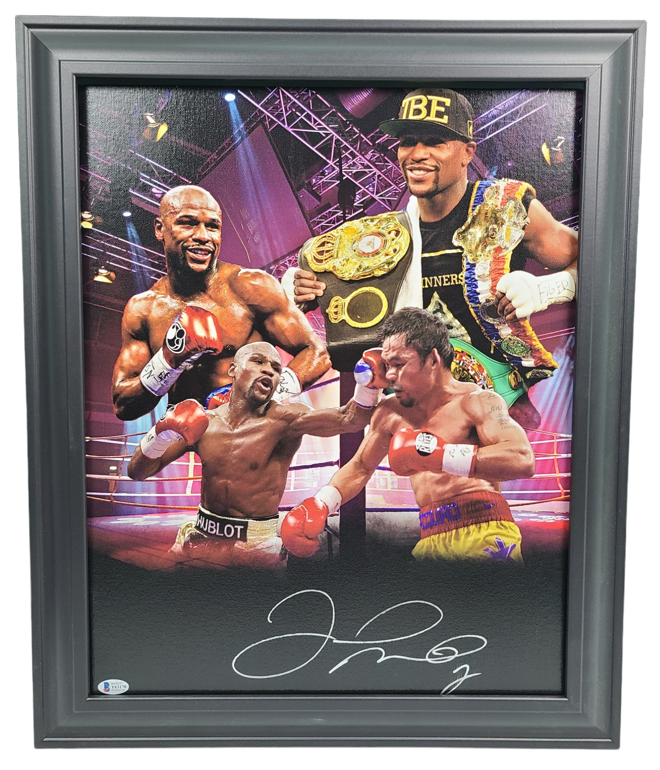 Floyd Money Mayweather Jr. Signed Custom Art Print Framed Canvas BAS