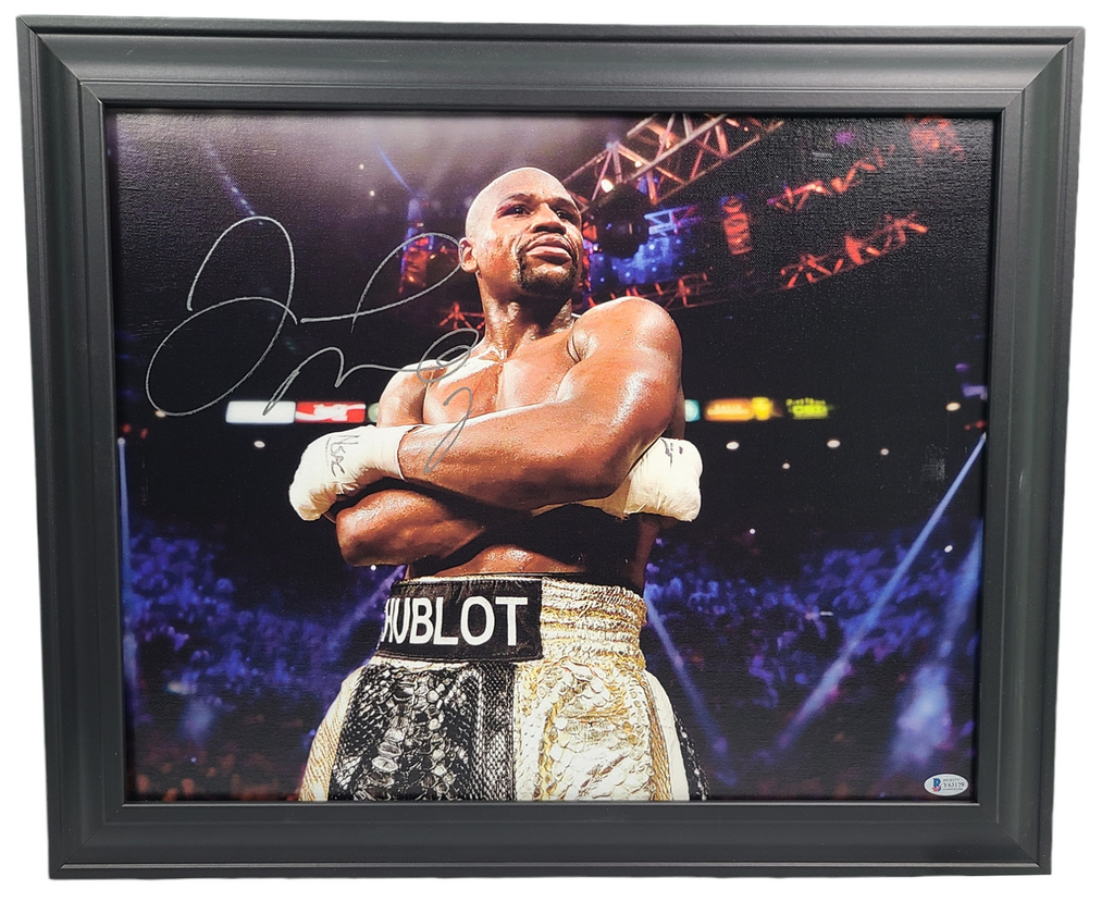 Floyd Money Mayweather Jr. Signed Custom Photo Framed Canvas BAS