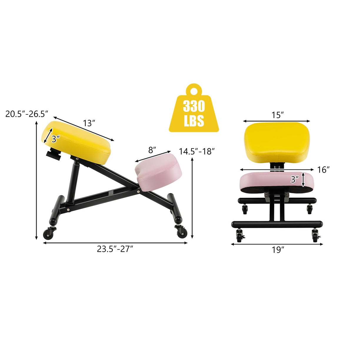 Adjustable Ergonomic Kneeling Chair with Upgraded Gas Spring Rod and Thick Foam Cushions