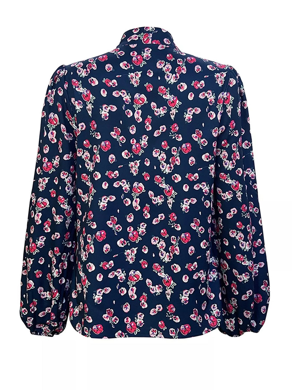 Printed Bow-Tie Neck Long Sleeve Blouse