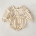 Baby Bodysuit With Long Sleeves Bow And Embroidery