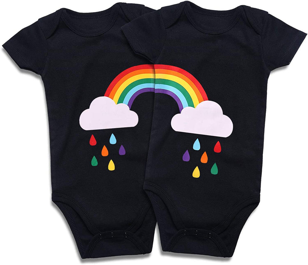 Cotton Baby Onesies 2-Pack - Short Sleeve Bodysuit for Newborn Twins - Soft Infant Clothing