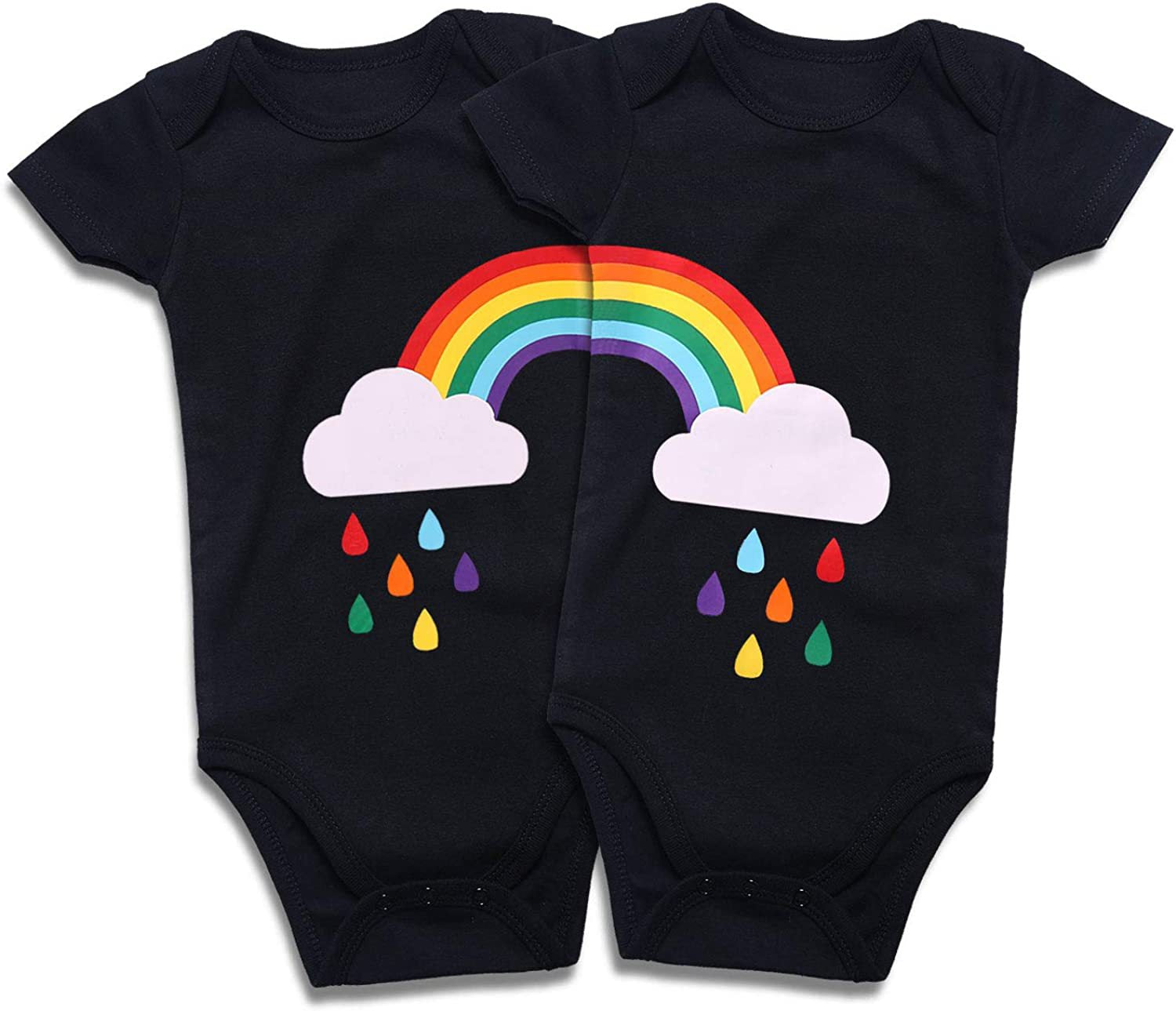 Cotton Baby Onesies 2-Pack - Short Sleeve Bodysuit for Newborn Twins - Soft Infant Clothing