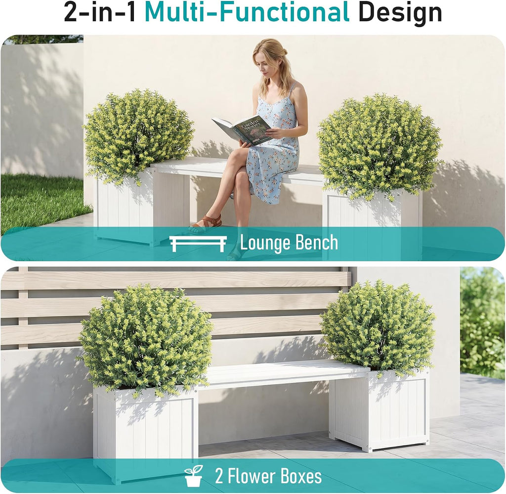 HDPE Outdoor Bench with Flower Boxes