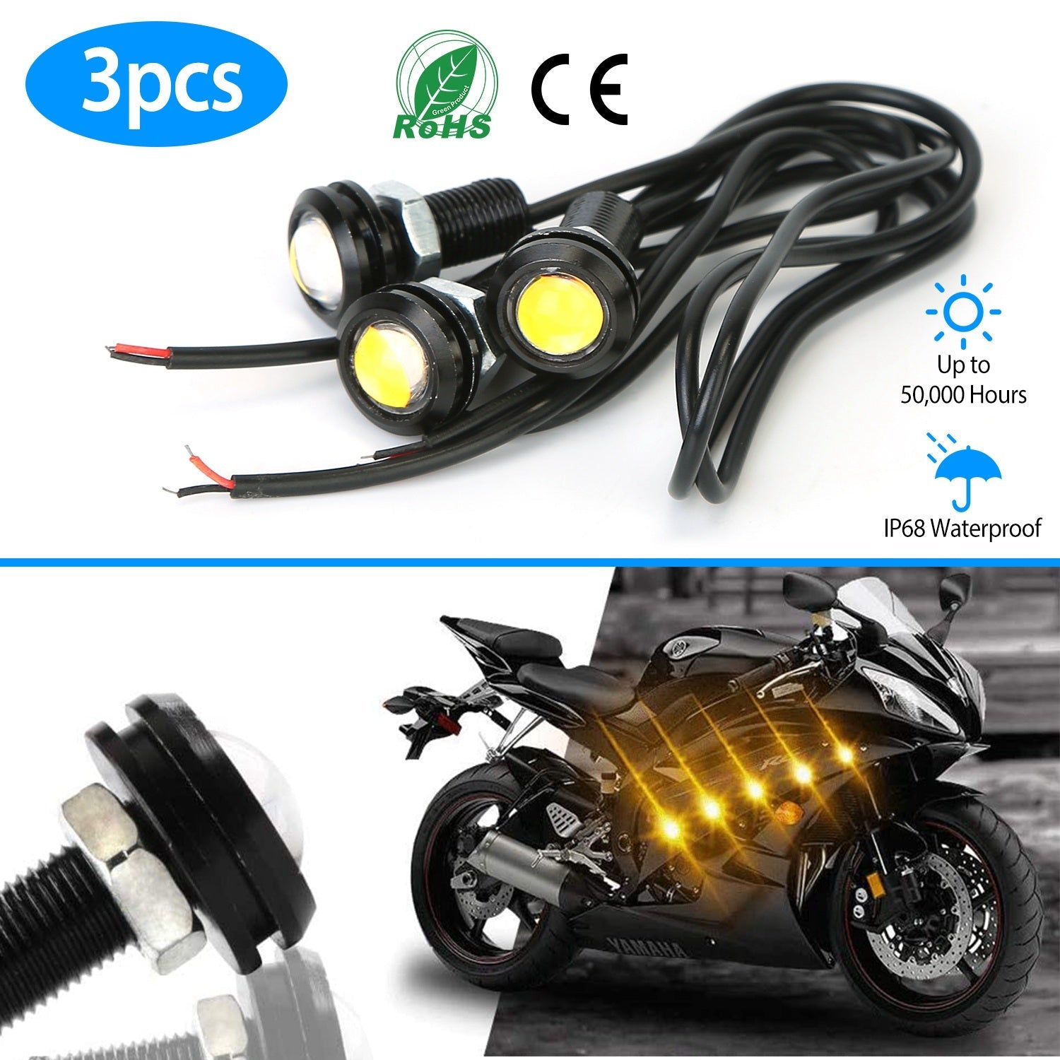 Amber Eagle Eye LED Grille Light for Vehicles