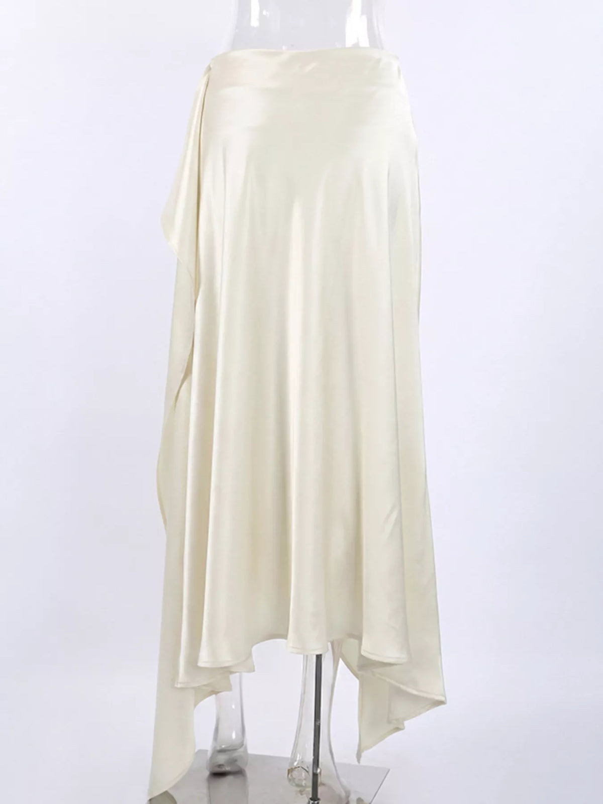 Satin High-Low Lace Trim Skirt