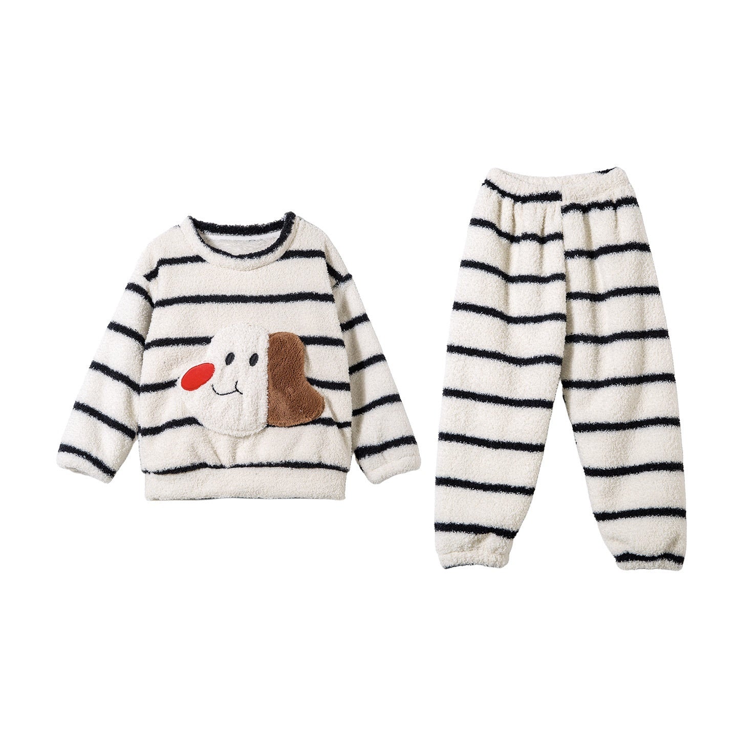 Cute-style Plush Thickened Warm Pajama And Loungewear Set For Little Girls