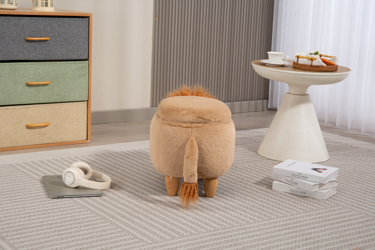 Luke the Lion Storage Ottoman with Hidden Storage - Faux Fur