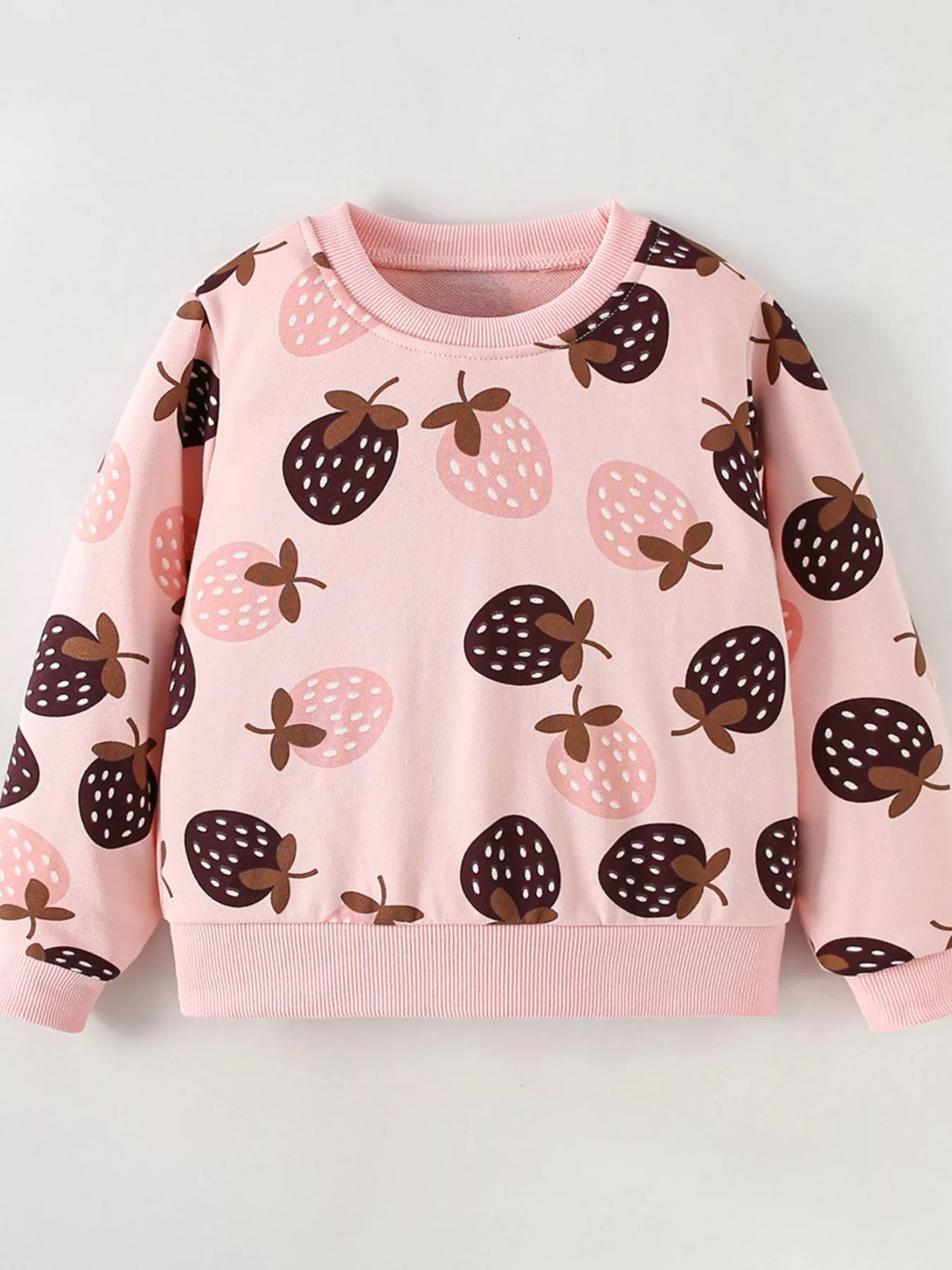 Children's Strawberry Print Crew Neck Sweatshirt