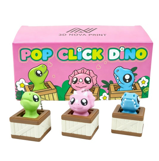 3PCS 3D Printed Dino Clicker With Crate Base Set