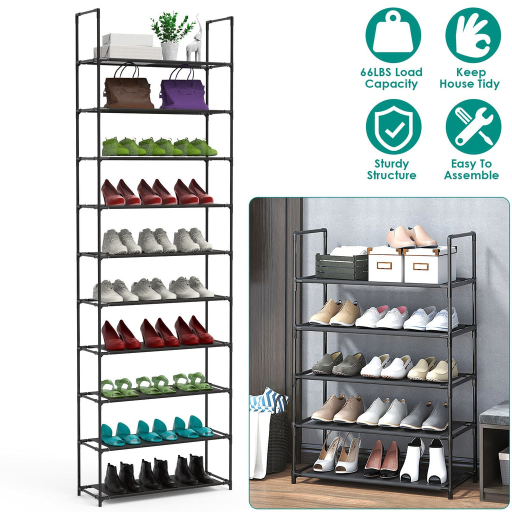 10-Tier Shoe Rack Organizer for Hallways and Closets