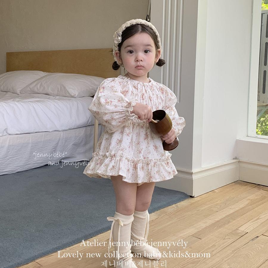 Baby Floral-print One-piece Romper For Outdoor Wear
