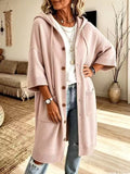 Hooded Button-Down Knit Cardigan with Pockets