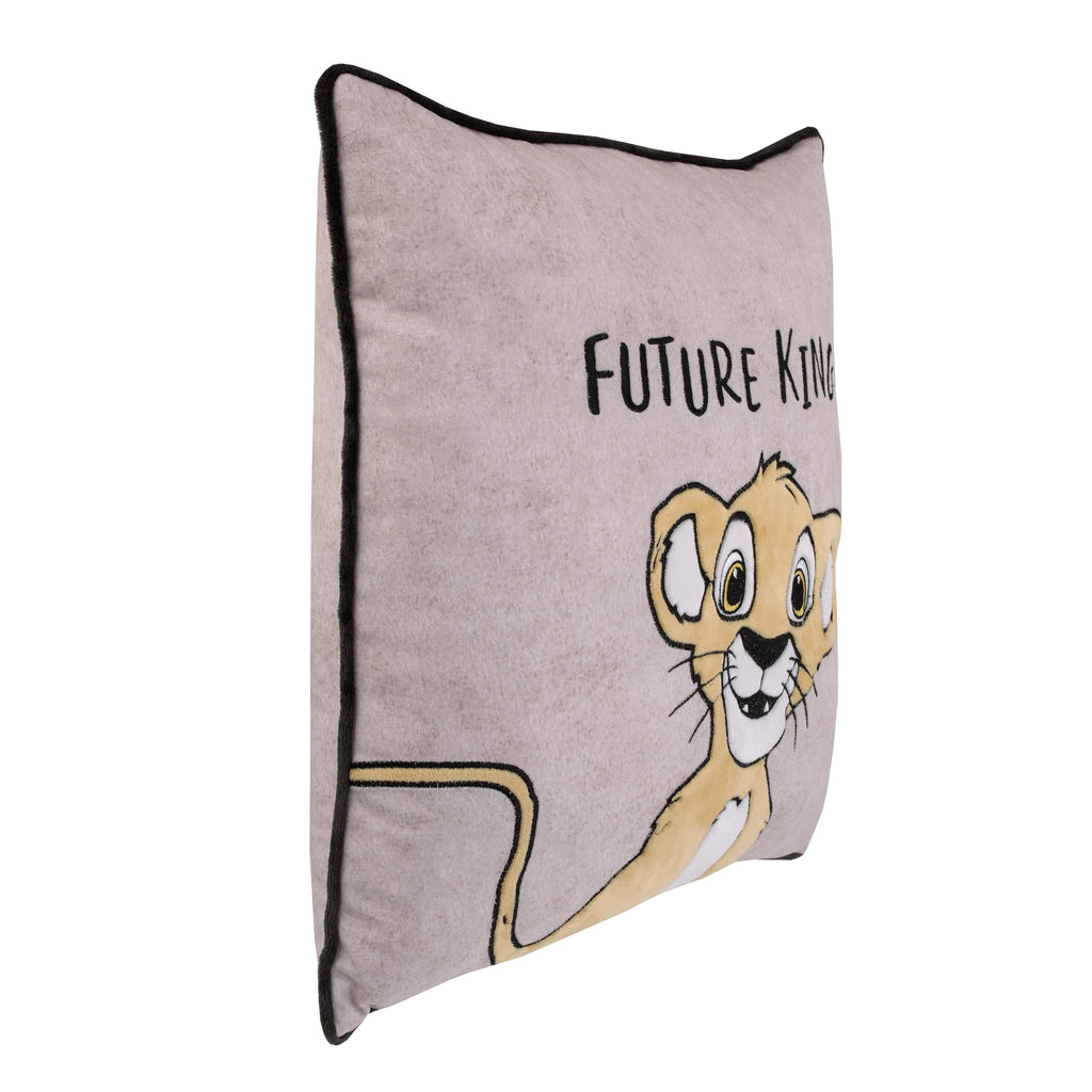 Lion King Taupe and Gold Simba Future King Embroidered Decorative Pillow