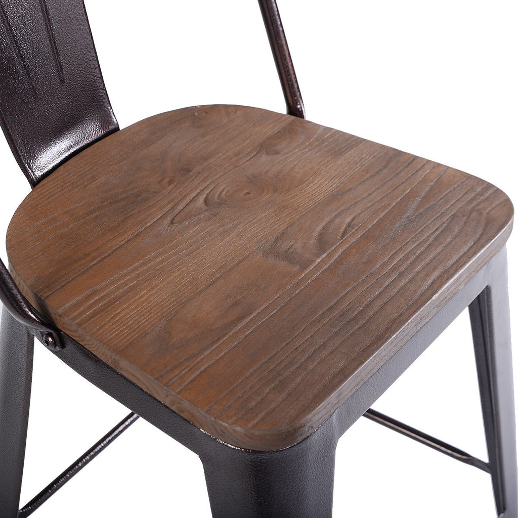 Set of 4 Industrial Metal Counter Stool Dining Chairs with Removable Backrests