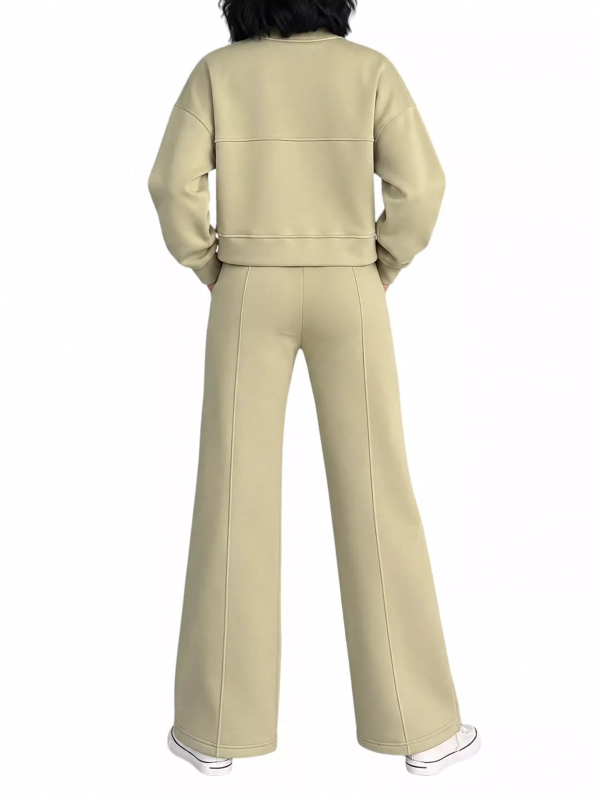 Casual Zip-Up Jacket and Wide-Leg Sweatpants Set