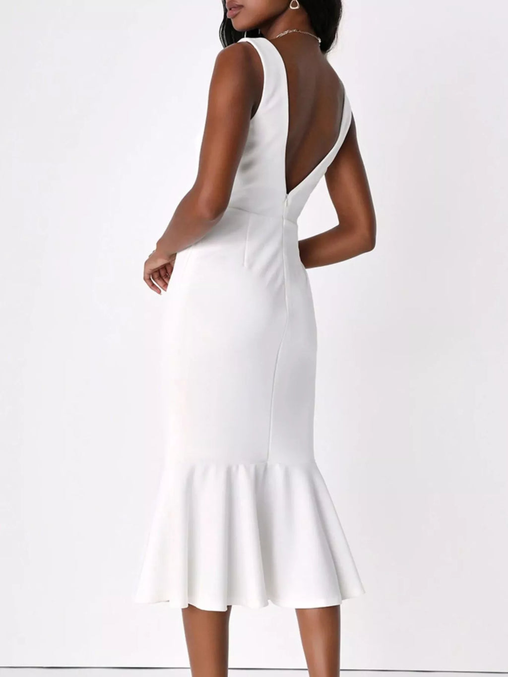 Sleeveless Square Neck Mermaid Midi Dress