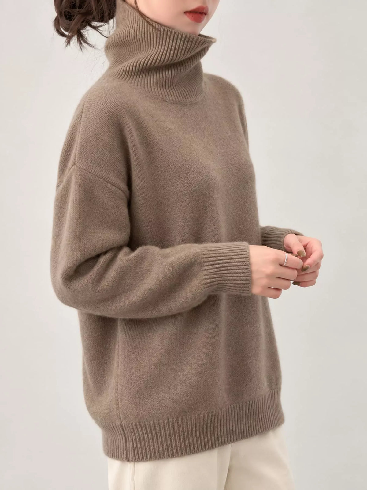 Turtleneck Dropped Shoulder Sweater
