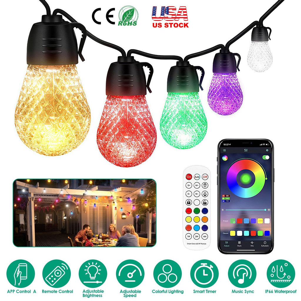 Colorful RGB Outdoor String Lights with App Control