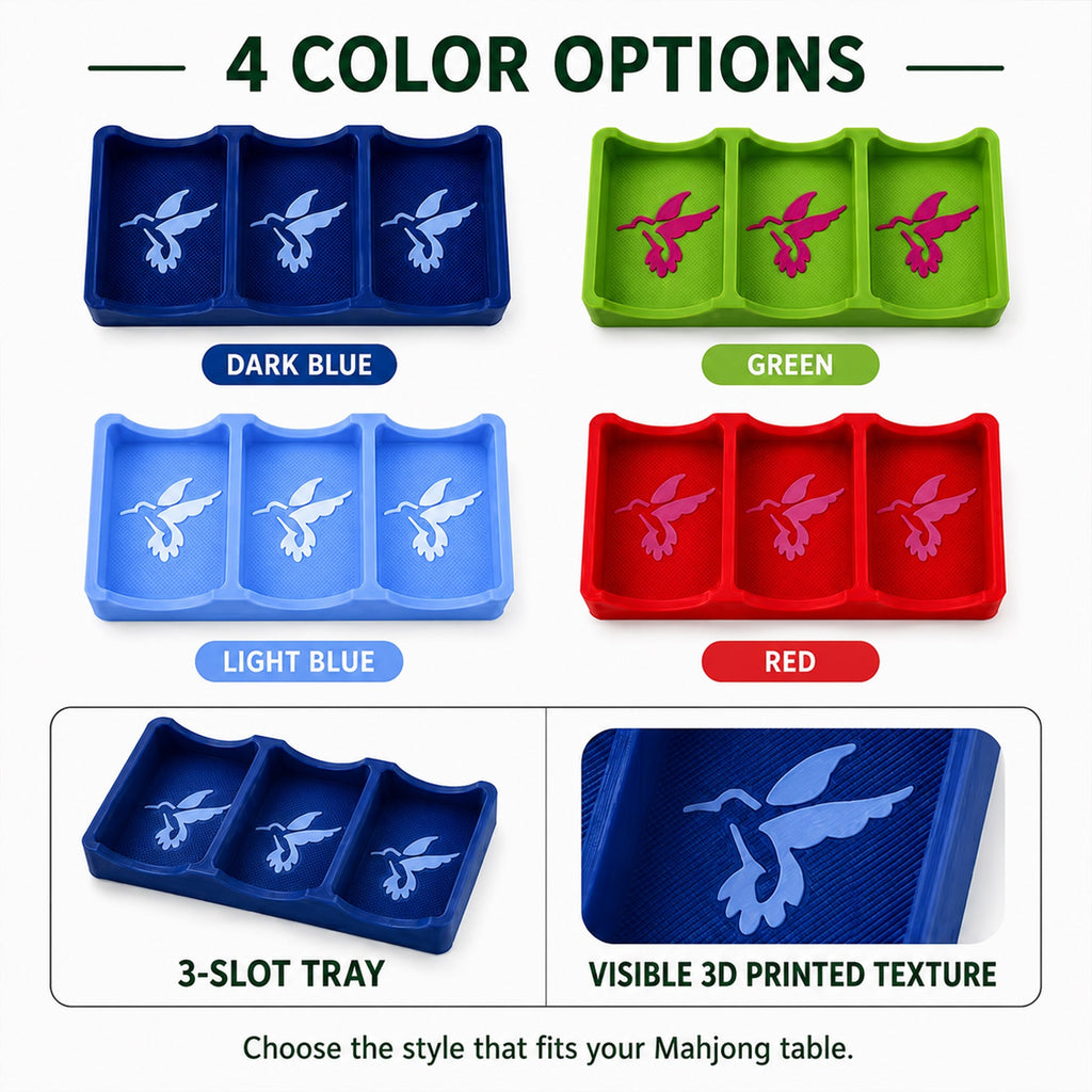 3-Slot Mahjong Tile Exchange Tray, 3D Printed Mahjong Passing Holder For 3 Tiles, Compact American Mahjong Game Accessory