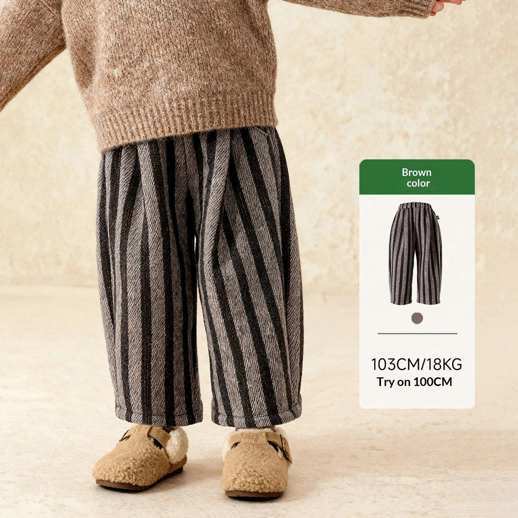Kids Striped Pants Versatile And Warm Trousers