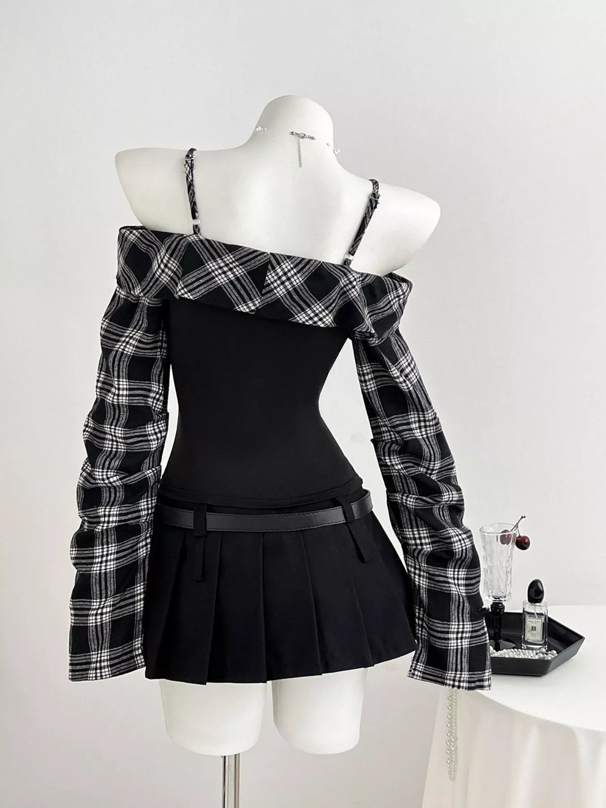 Plaid Long Sleeve Slim Fit T-Shirt