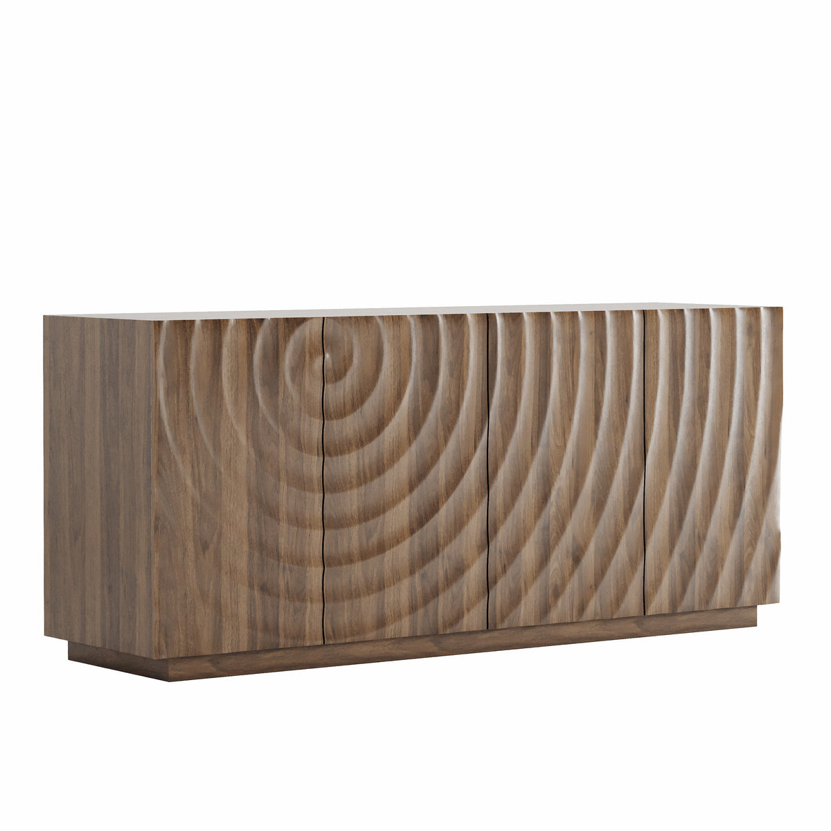Walnut Buffet Cabinet with Storage - 4-Door Modern Sideboard