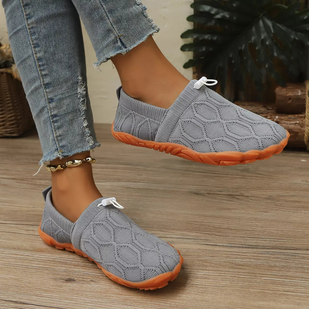 Round Toe Drawstring Slip-Ons