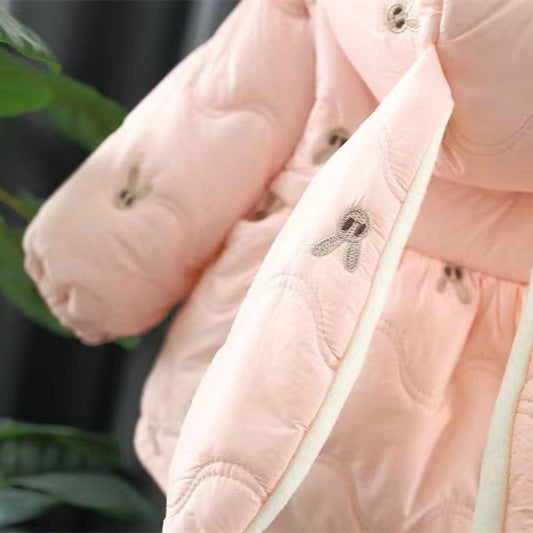 Girls Thickened Cotton Padded Coat Winter Clothes Children's Cotton Wadded Jacket Western Style Winter