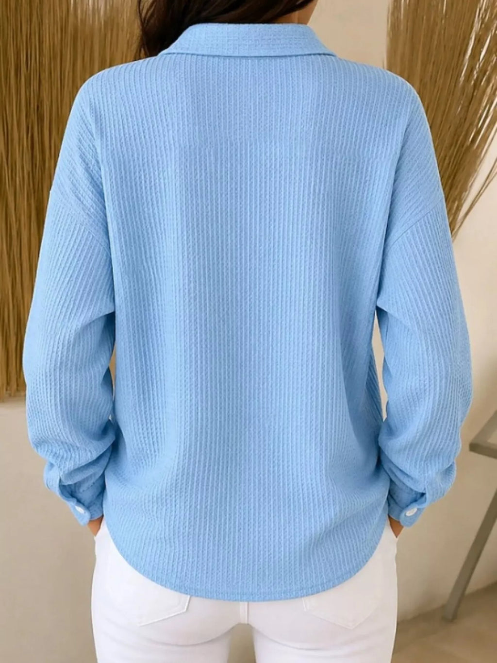 Waffle Knit Button-Down Shirt