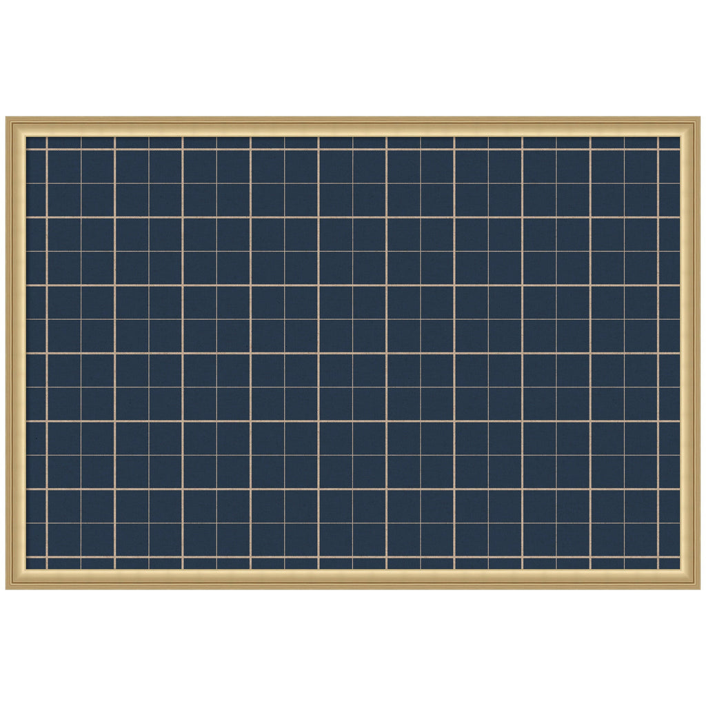 Framed Fabric Pinboard Navy Blue Plaid Wall Organization