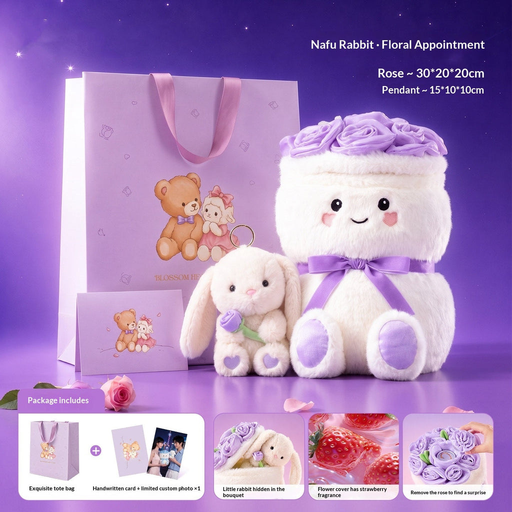 Rose-flavored Custard Sheep Doll Rose Bouquet Set