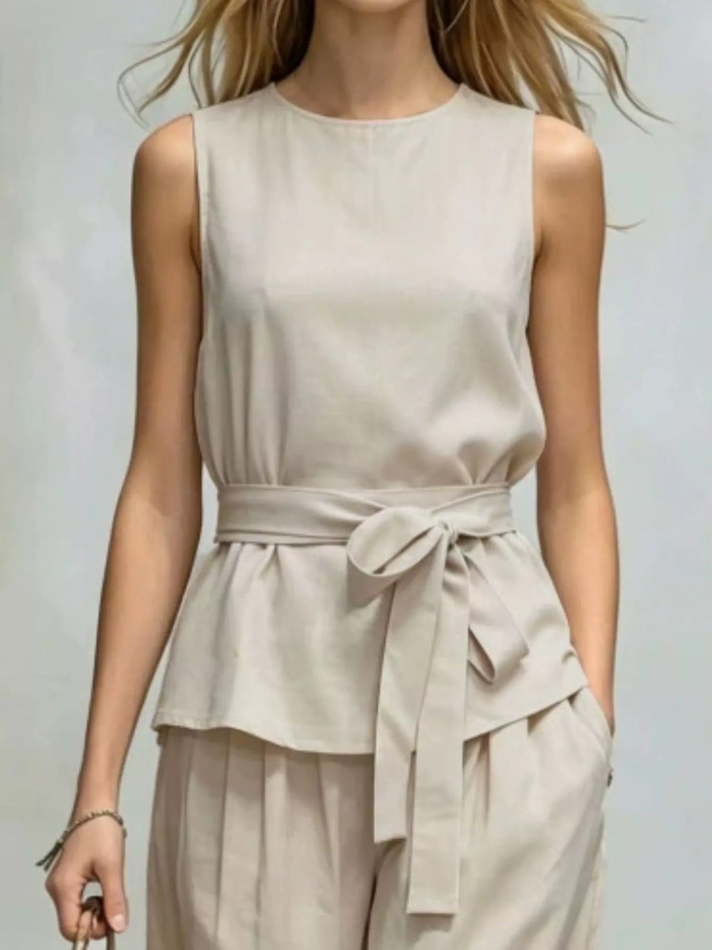Sleeveless Top and Wide-Leg Pants Set